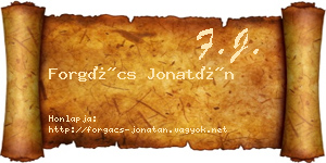 Forgács Jonatán névjegykártya